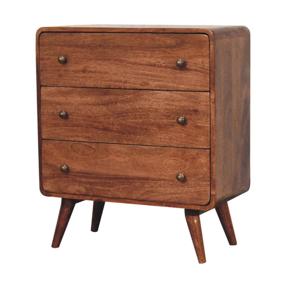 Big Sur Curved Honey 3 Drawer Oak Chest
