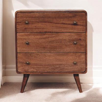 Big Sur Curved Honey 3 Drawer Oak Chest