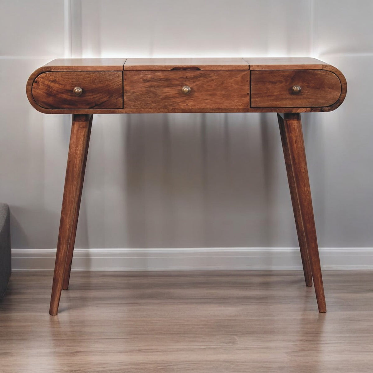 Carmel Round Wood Dressing Table Vanity
