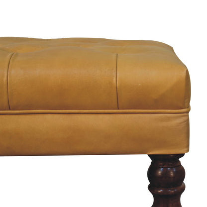 Sutton Buffalo Leather Honey Caramel Tufted Ottoman