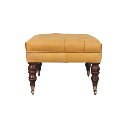 Sutton Buffalo Leather Honey Caramel Tufted Ottoman
