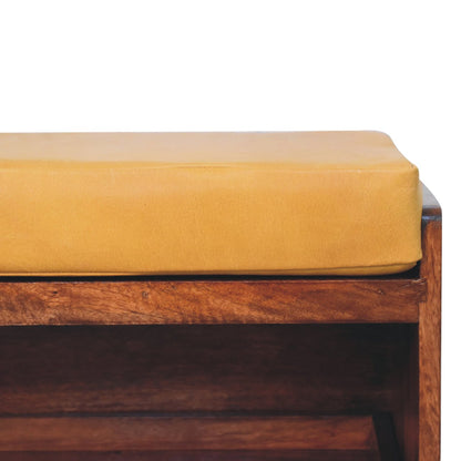 Sutton Buffalo Leather Honey Caramel Shoe Storage Bench