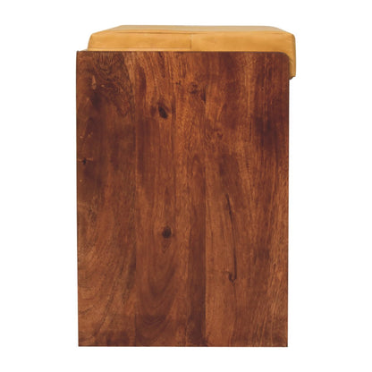 Sutton Buffalo Leather Honey Caramel Shoe Storage Bench