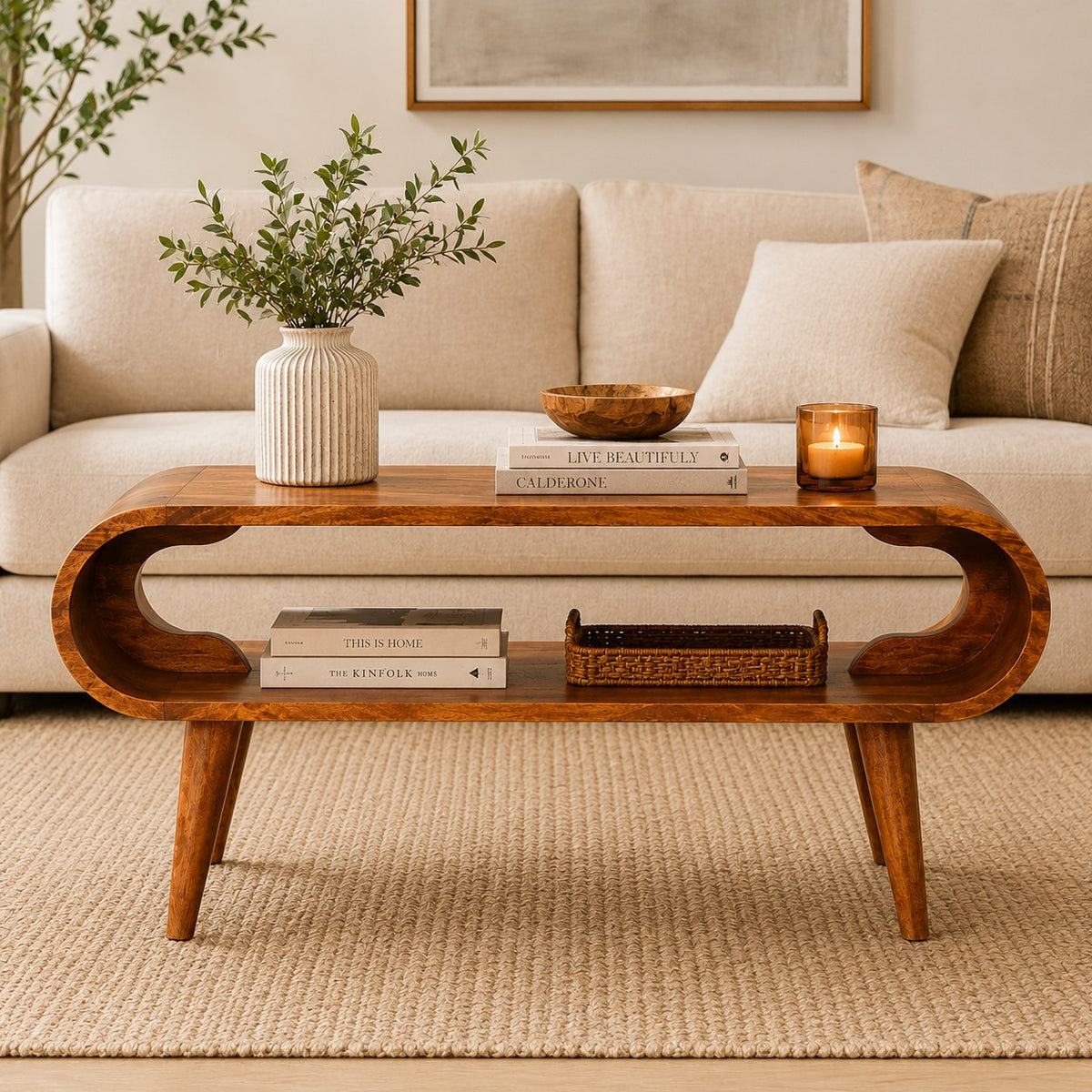 Lennox Large Caramel Open Shelf Coffee Table
