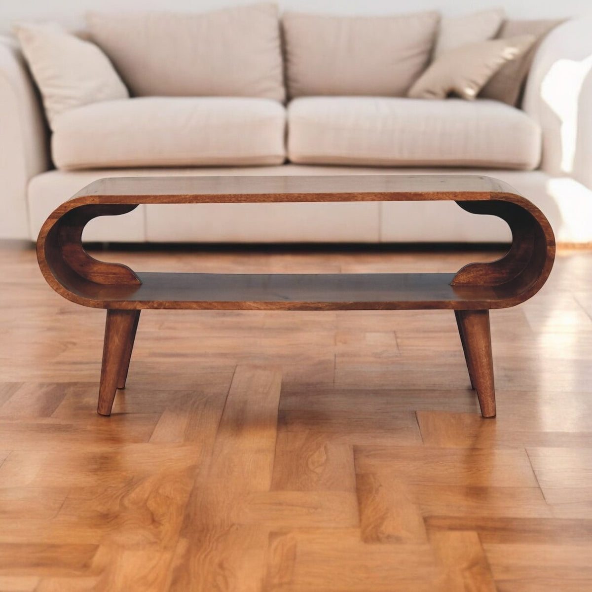 Lennox Large Caramel Open Shelf Coffee Table