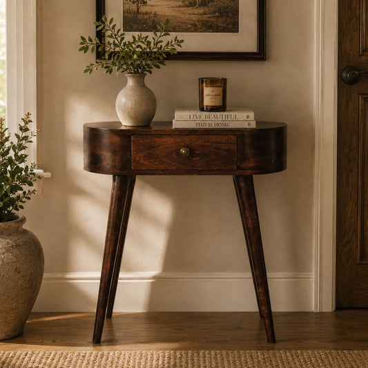 Small Albion Walnut 1 Drawer Slim Console
