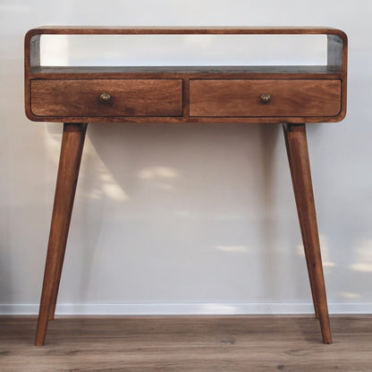 Nashville Curved Honey 2-Drawer Console