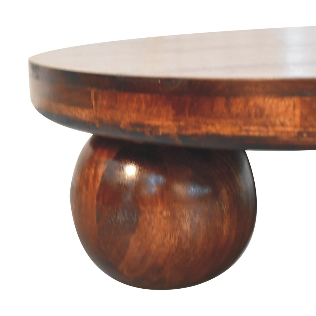 Orbison Walnut Round Ball Feet Coffee Table