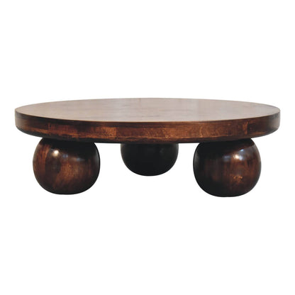 Orbison Walnut Round Ball Feet Coffee Table