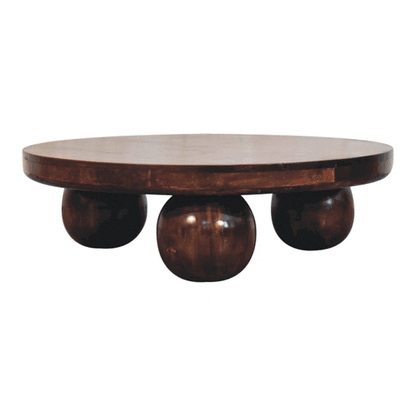 Orbison Walnut Round Ball Feet Coffee Table