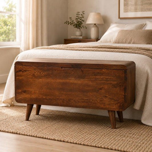 Big Sur Curved Walnut Blanket Box