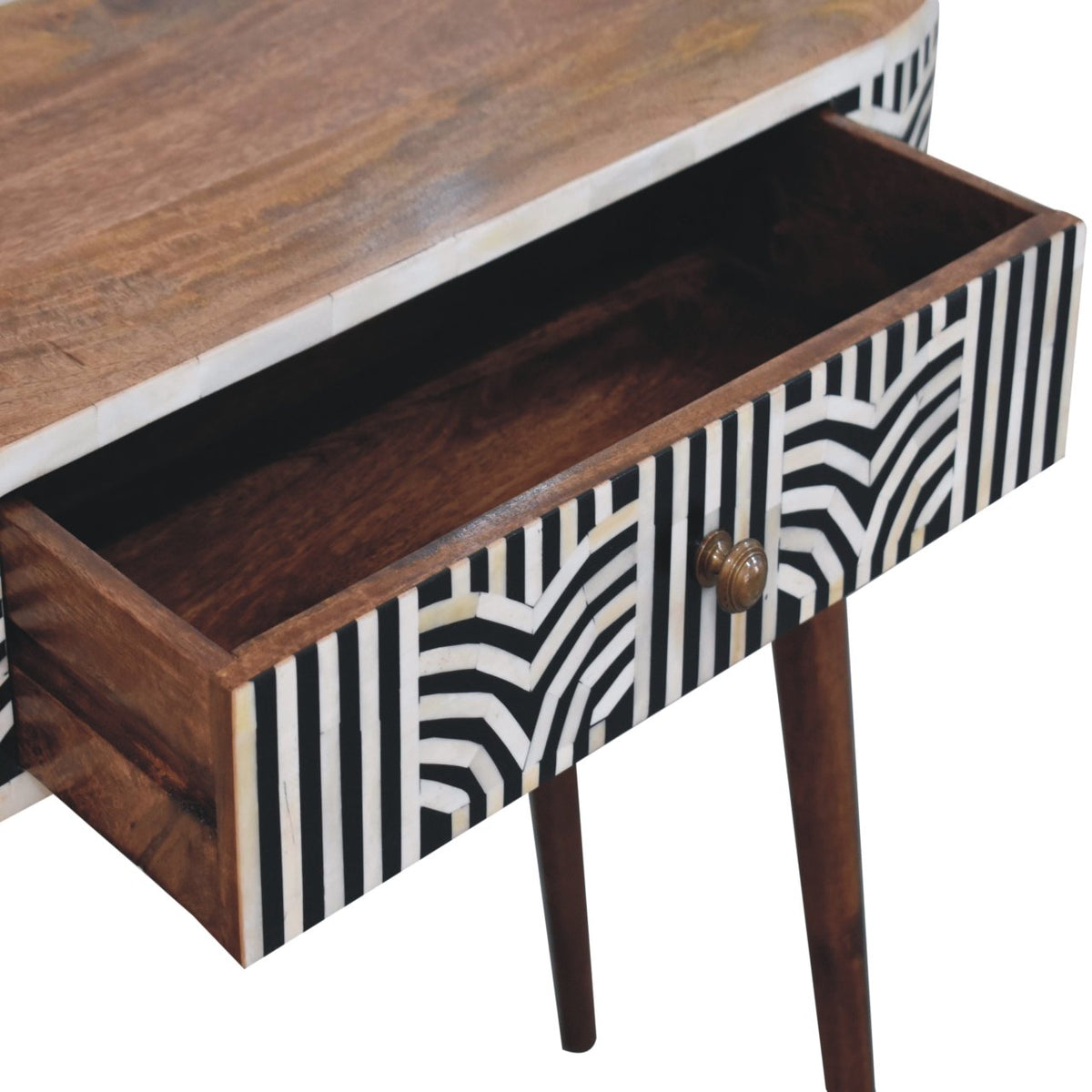Marfa Honey Bone Inlay Narrow Console Table