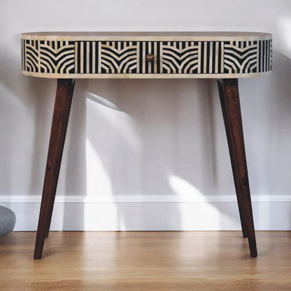 Marfa Honey Bone Inlay Narrow Console Table