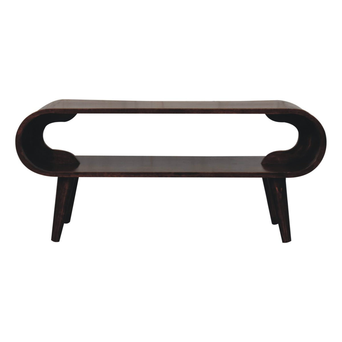 Lennox Large Walnut Open Shelf Wood Coffee Table