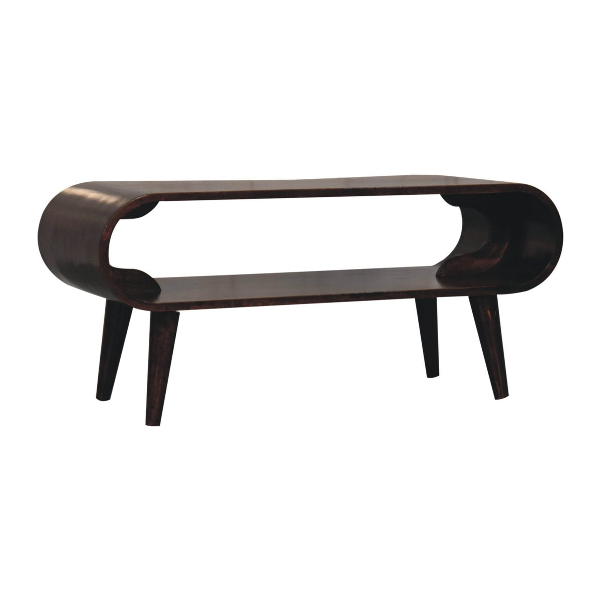 Lennox Large Walnut Open Shelf Wood Coffee Table