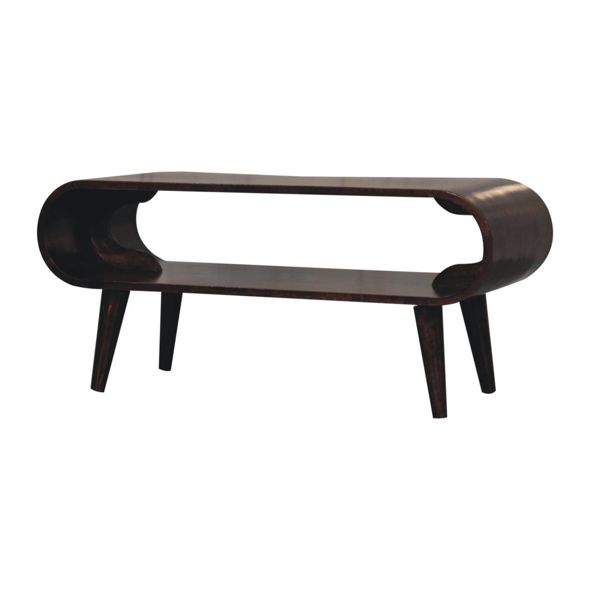 Lennox Large Walnut Open Shelf Wood Coffee Table
