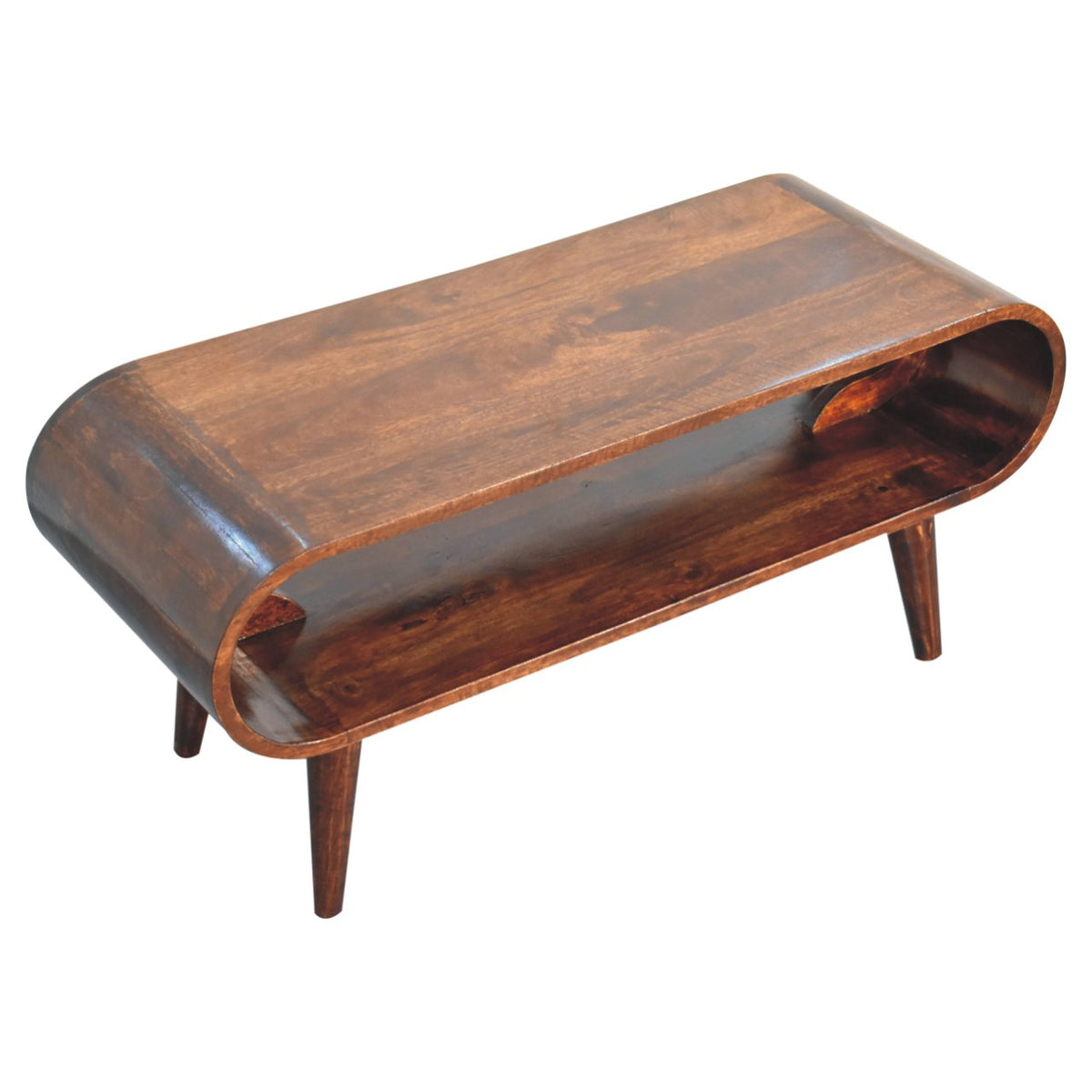Lennox Large Walnut Open Shelf Wood Coffee Table
