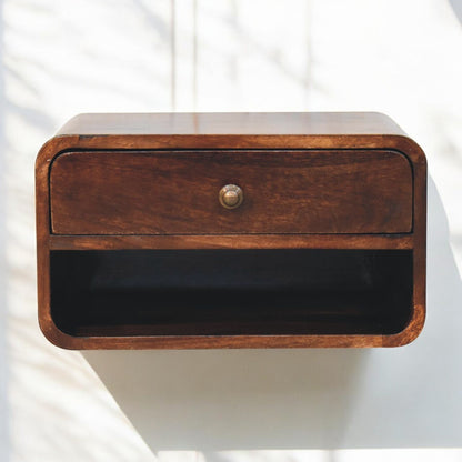 Big Sur Curved Walnut 1 Drawer Nightstand