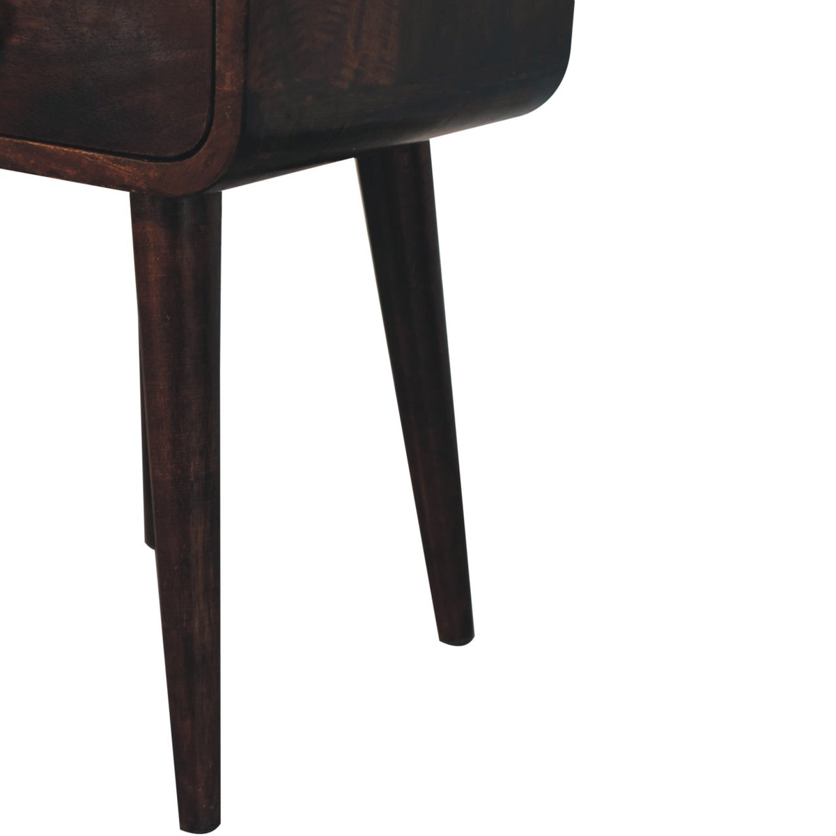 Small Walnut Curved 1 Drawer Open Nightstand
