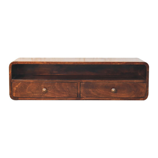Walnut Open Floating 2 Console Table