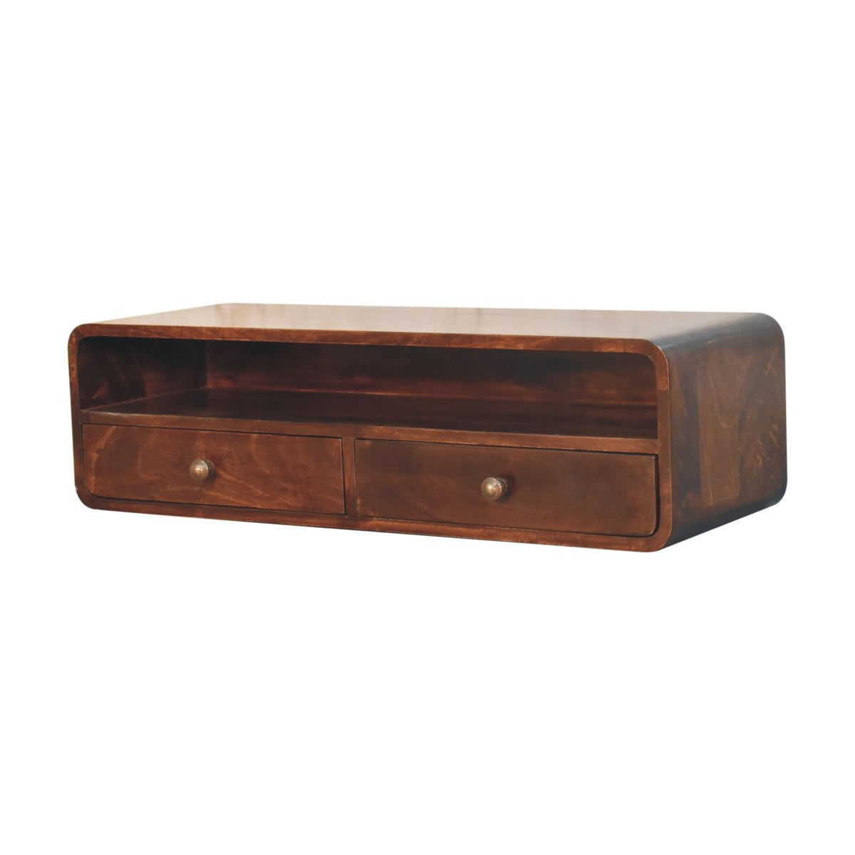 Walnut Open Floating 2 Console Table