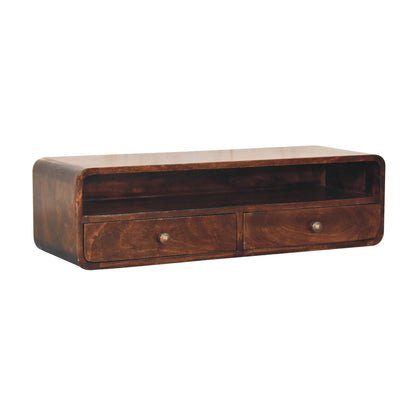 Walnut Open Floating 2 Console Table