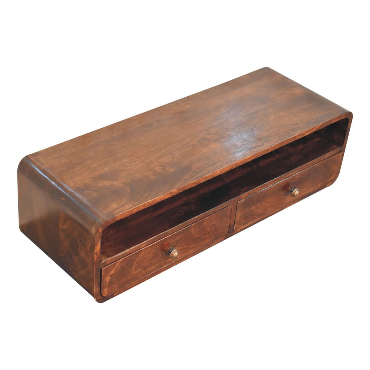 Walnut Open Floating 2 Console Table