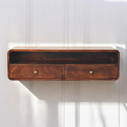Walnut Open Floating 2 Console Table