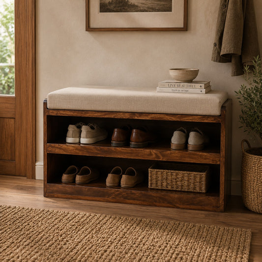 Montecito Walnut Shoe Storage Bench