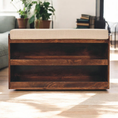 Montecito Walnut Shoe Storage Bench