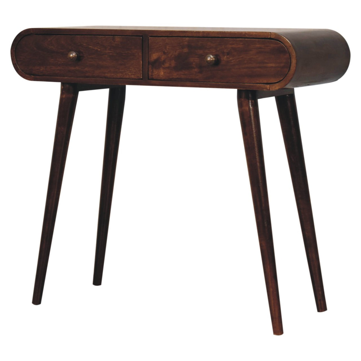 Montecito Walnut Curved 2 Drawer Console Table
