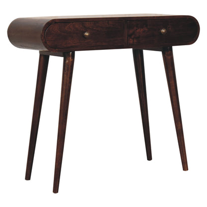 Montecito Walnut Curved 2 Drawer Console Table