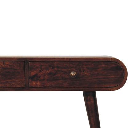 Montecito Walnut Curved 2 Drawer Console Table