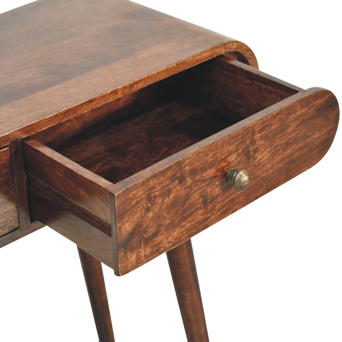 Montecito Walnut Curved 2 Drawer Console Table