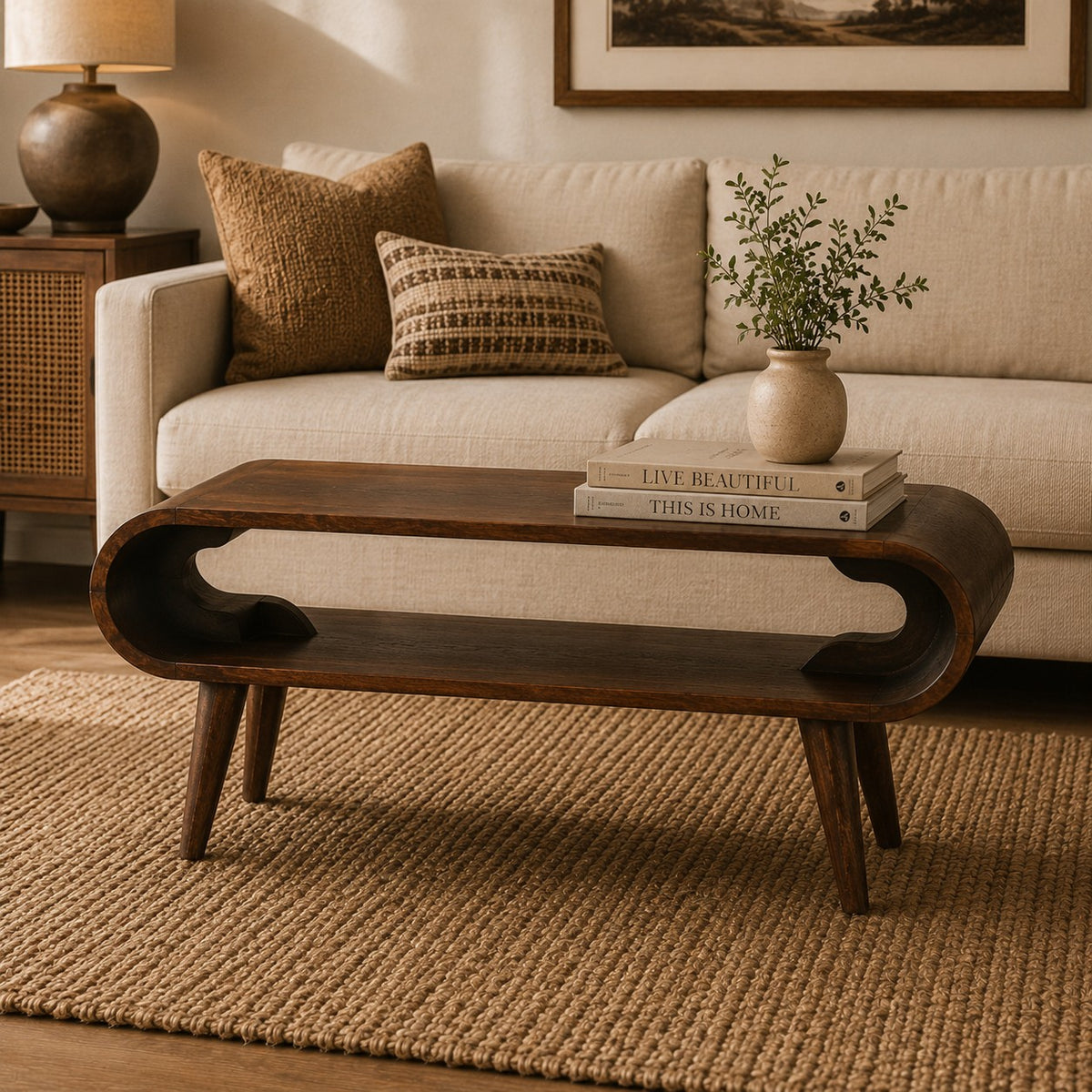 Lennox Walnut Open Shelf Coffee Table