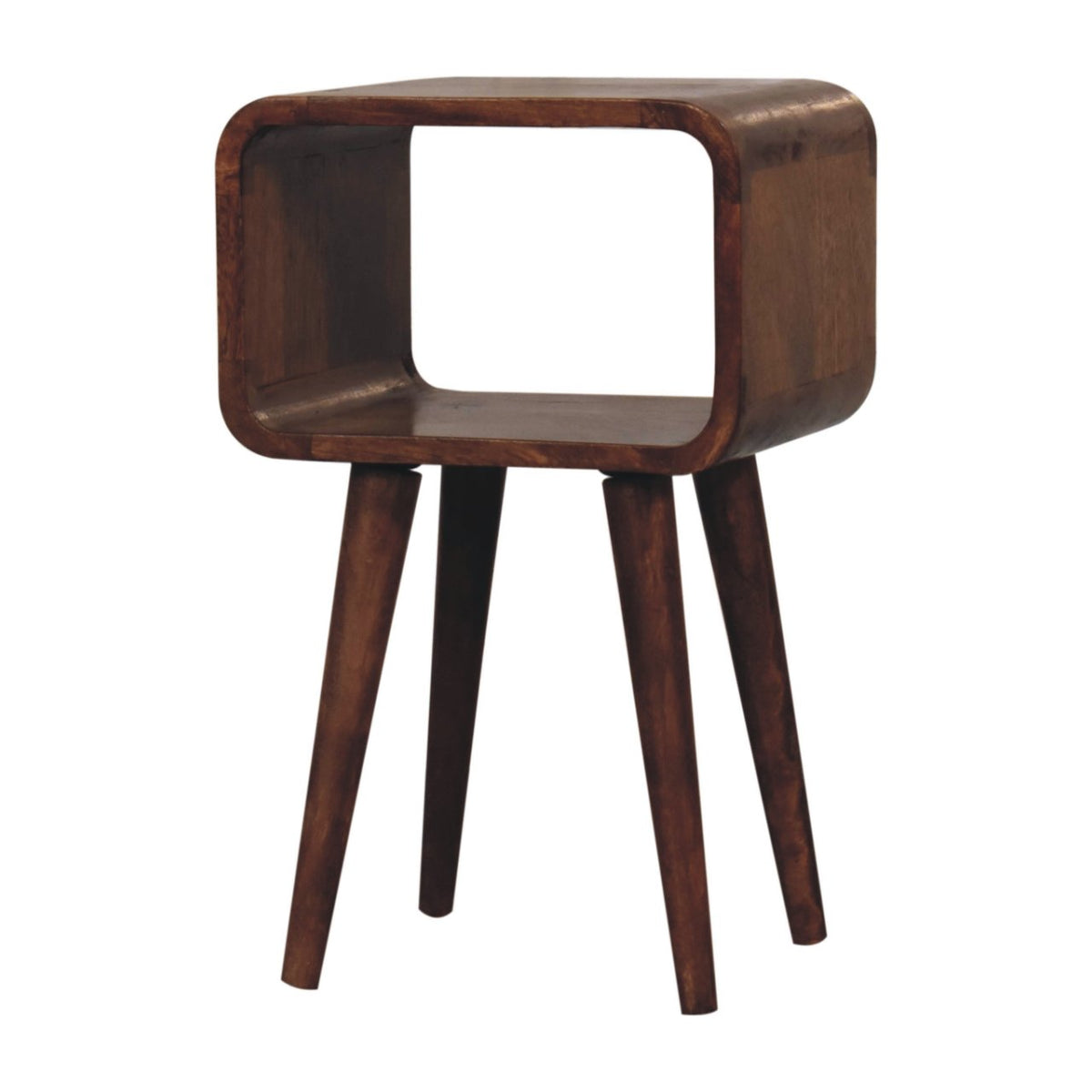 Small Honey Caramel Curved Open Nightstand