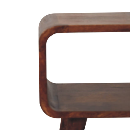 Small Honey Caramel Curved Open Nightstand