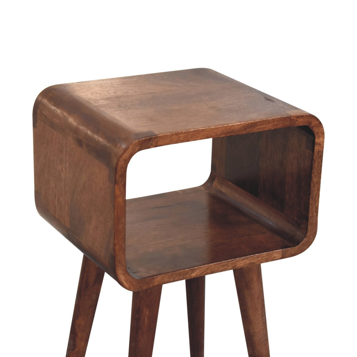 Small Honey Caramel Curved Open Nightstand