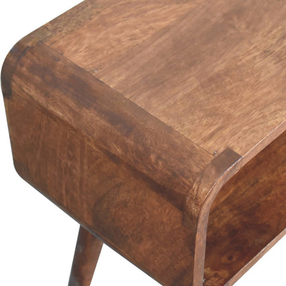 Small Honey Caramel Curved Open Nightstand
