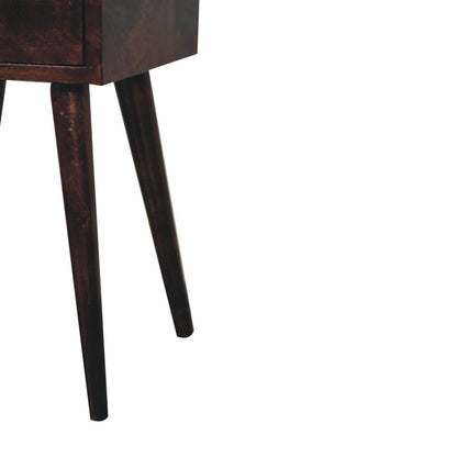 Small Walnut 1 Drawer Open Shelf Nightstand