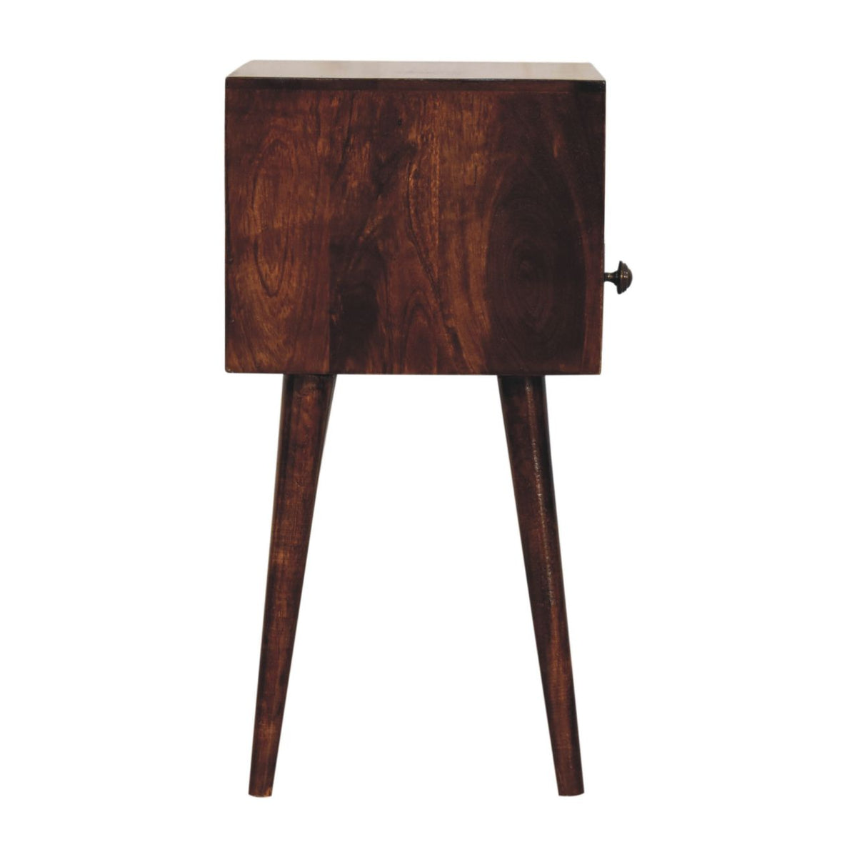 Small Walnut 1 Drawer Open Shelf Nightstand