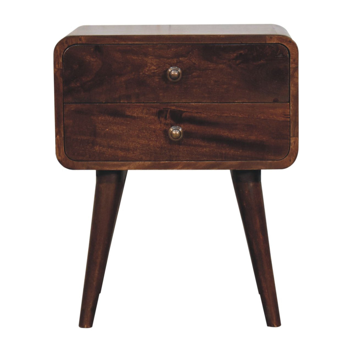 Big Sur Curved Walnut 2 Drawer Nightstand