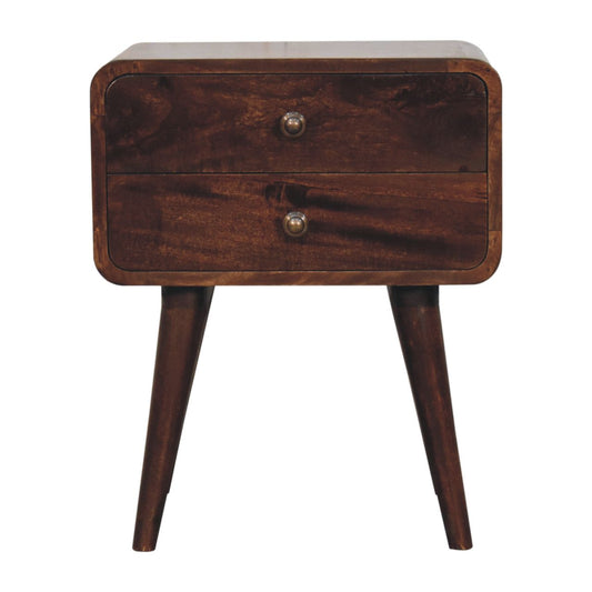 Big Sur Curved Walnut 2 Drawer Nightstand