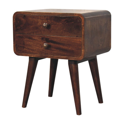 Big Sur Curved Walnut 2 Drawer Nightstand