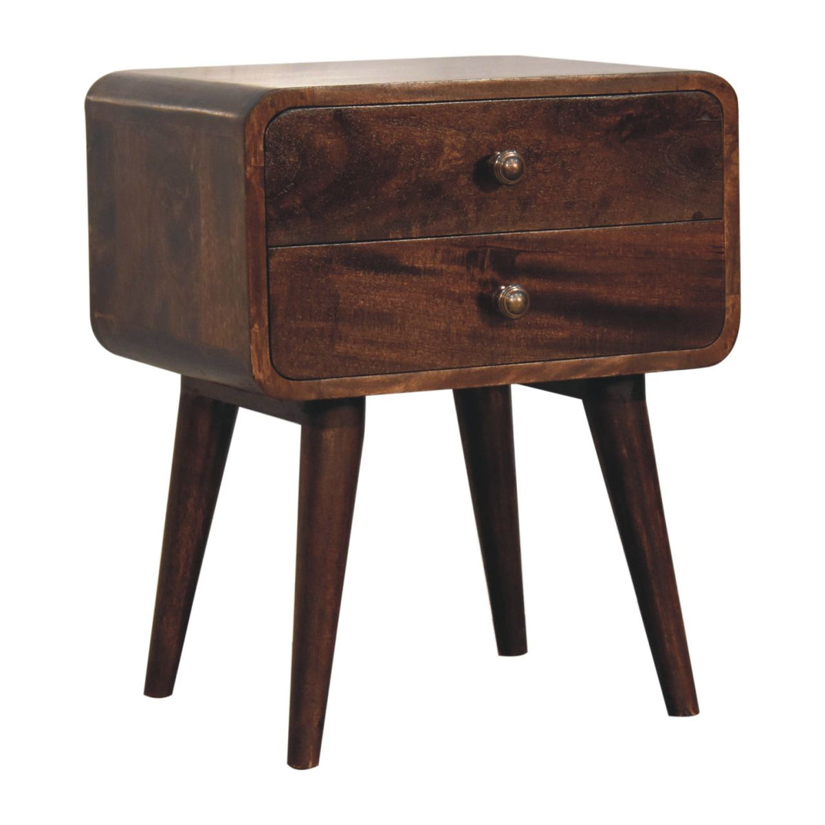Big Sur Curved Walnut 2 Drawer Nightstand