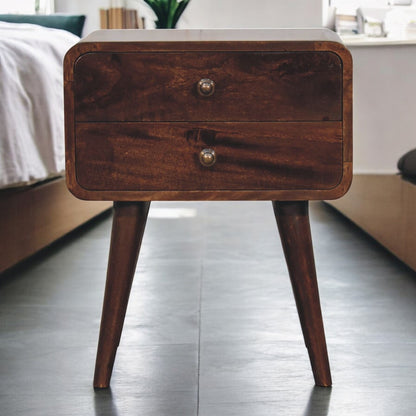 Big Sur Curved Walnut 2 Drawer Nightstand