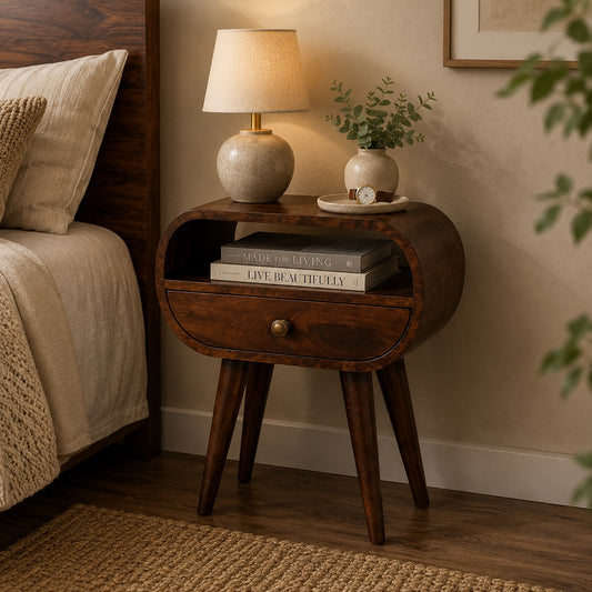 Montecito Walnut Circular Nightstand