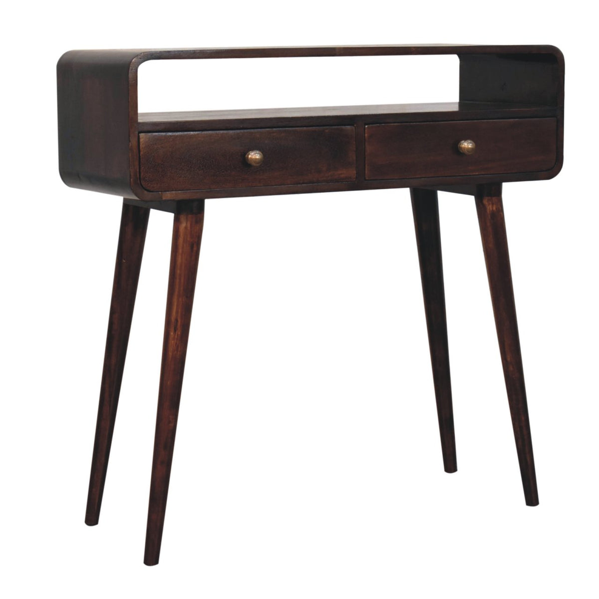 Nashville Curved Walnut 2-Drawer Console