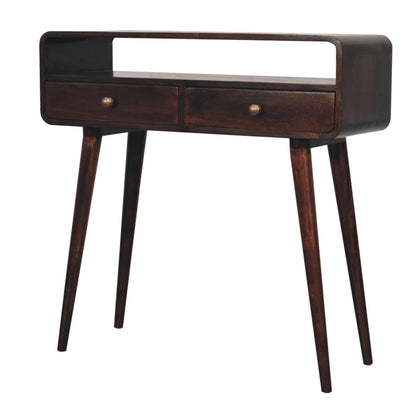 Nashville Curved Walnut 2-Drawer Console