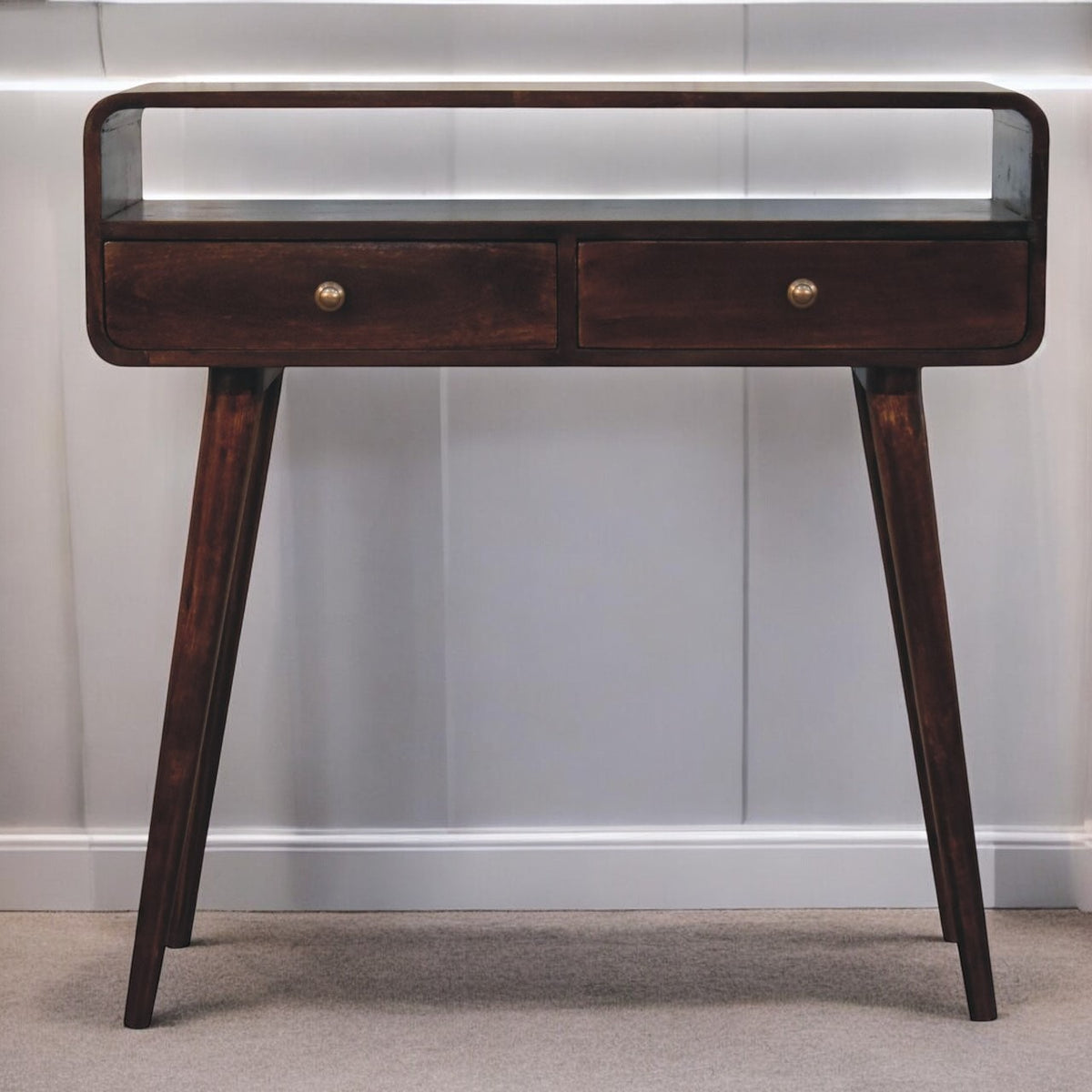 Nashville Curved Walnut 2-Drawer Console
